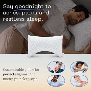 Coop Home Goods Original Crescent Adjustable Pillow, King Bed Pillows for Shoulder, Neck & Head Supp...