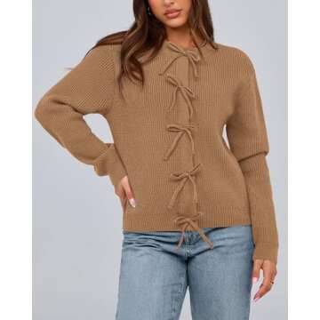 Stylish BTFBM Bow Cardigan - Trendy Women’s Layering Piece