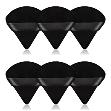 6Pcs Triangle Powder Puff,Soft Velour Face Makeup Sponge Powder Puffs,Loose Powder Cosmetic Foundati...