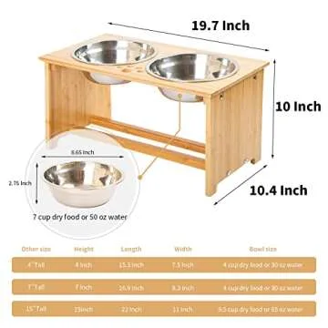 FOREYY Raised Pet Bowls for Cats and Small Dogs, Bamboo Elevated Dog Cat Food and Water Bowls Stand ...