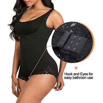 SHAPERX Body Shaper for Women Tummy Control Zipper Black