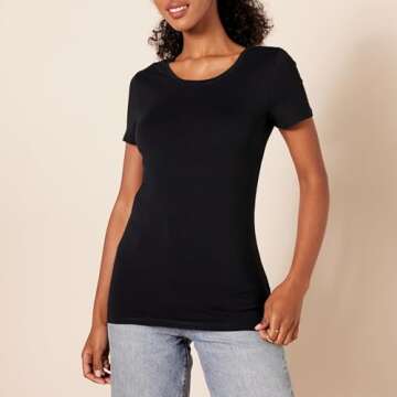 Amazon Essentials Classic-Fit Women's T-Shirts, Black Pack