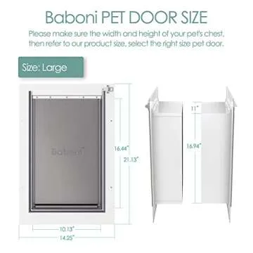 Baboni Pet Door for Wall, Steel Frame and Telescoping Tunnel, Aluminum Lock, Double Flap Dog Door and Cat Door, Strong and Durable (Pets Up to 100 Lb) -Large
