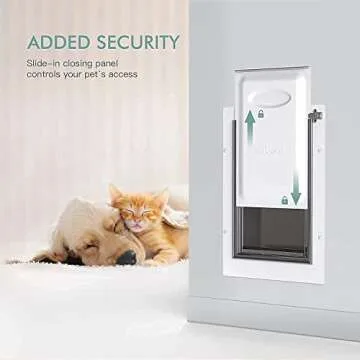 Baboni Pet Door for Wall, Steel Frame and Telescoping Tunnel, Aluminum Lock, Double Flap Dog Door and Cat Door, Strong and Durable (Pets Up to 100 Lb) -Large