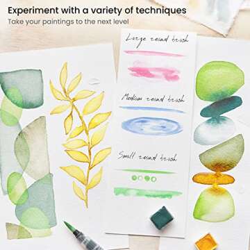 ARTEZA Water Brush Pen, Set of 4, Assorted Soft Nylon Bristle Tips, Self-Moistening Water Brush, Refillable Water Pen