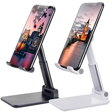 Meetuo 2 Pcs Cell Phone Stand, Adjustable Angle Height Phone Stand for Desk, Fully Foldable/Portable...