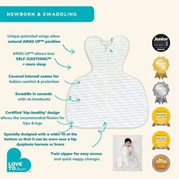 Love to Dream Swaddle UP Transition Bag, Hip Dysplasia, White, Medium, Specially Designed Swaddle Up with a Wider fit at The Bottom so That it can be Worn Over a Hip dysplasia Harness or Brace