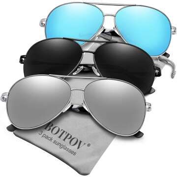Aviator Sunglasses with UV400 Protection and Spring Hinges