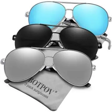 Aviator Sunglasses with UV400 Protection and Spring Hinges
