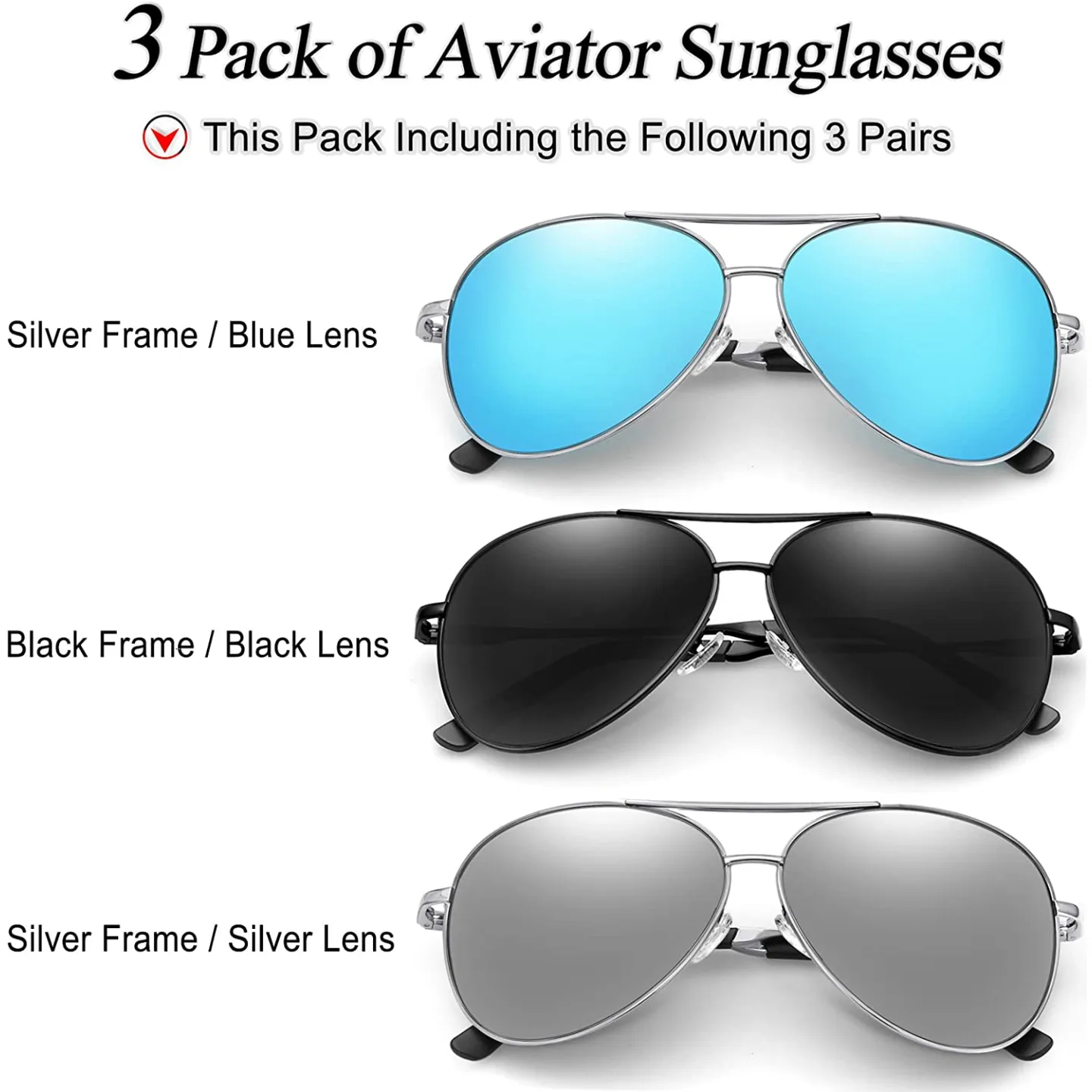 Aviator Sunglasses with UV400 Protection and Spring Hinges