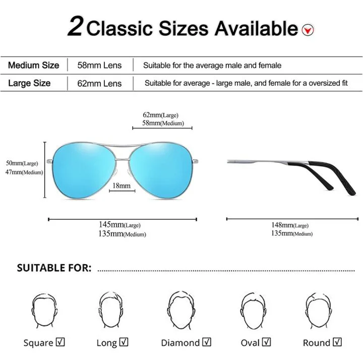 Aviator Sunglasses with UV400 Protection and Spring Hinges