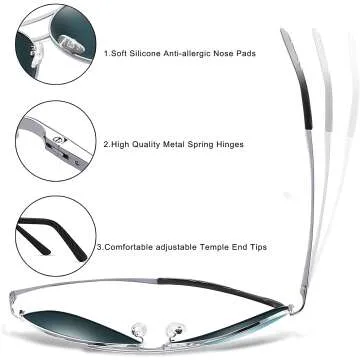 Aviator Sunglasses with UV400 Protection and Spring Hinges