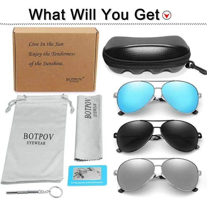 Aviator Sunglasses with UV400 Protection and Spring Hinges