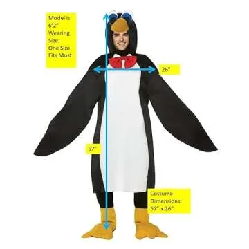 Rasta Imposta Lightweight Penguin Costume, Black/White, One Size