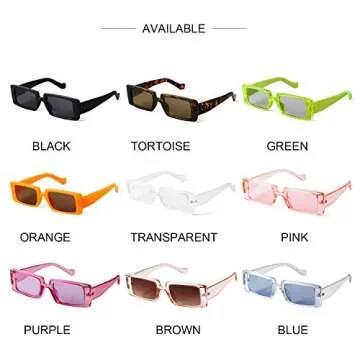 ADE WU Rectangle Sunglasses for Women Men 90s Vintage Fashion Cool Chunky Rectangular Rave Sun Glasses (Orange Frame Brown lenses)