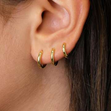 Gokeey Small Gold Huggie Hoop Earrings for Women 14K Gold Plated Lightweight Hoop Earrings Set for W...