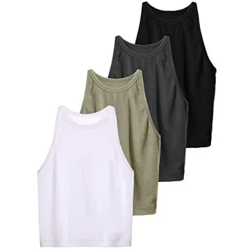 Stylish 4-Pack Crop Tank Tops for Women Activewear