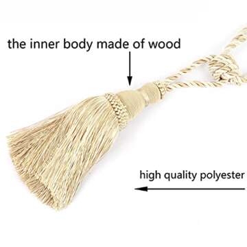 BEL AVENIR 2 Pack Curtain Tiebacks Tassel Drapery Tie-Backs Rope Handmade Holdbacks Home Office Hote...