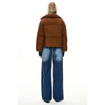 Orolay Women's Winter Oversized Cropped Puffer Jacket - Stylish Warmth