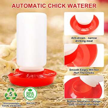 GIFANK Chick Feeder and Waterer Kit with Chick Perch, 1l Chick Waterer, Flip Top Poultry Feeder, Chi...