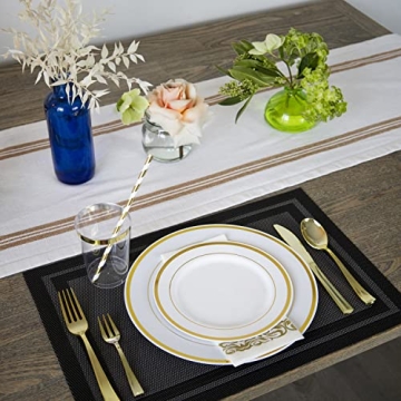 Neatiffy 225 Pcs Gold Rim Disposable Dinnerware Set