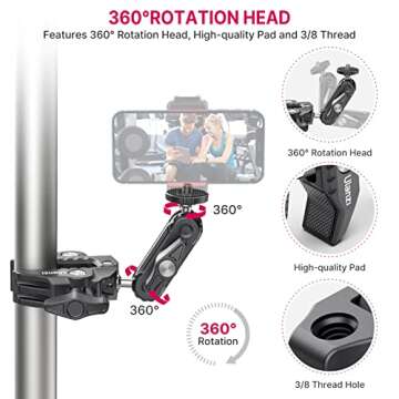 ULANZI Super Clamp Camera Clamp Mount Monitor 360° Ballhead Magic Arm Double Ball Head Adapter with...