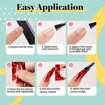 Beetles Nail Foil Glue Gel 2 Bottles 15ML with 20PCS Flower Butterfly and Metal Foil Stickers Set Nail Transfer Glues Manicure Art DIY Nail, LED Lamp Required Soak Off