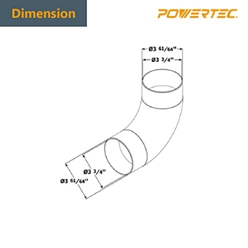 POWERTEC 4" Elbow Dust Collection Fitting for Woodworkers