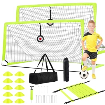 Enmons Soccer Goal Set of 2 - 6x4 ft Portable Pop-Up Soccer Goals for Kids Outdoor Games