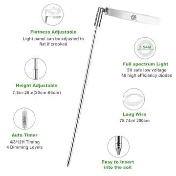 LORDEM Grow Light, Full Spectrum LED Plant Light for Indoor Plants, Height Adjustable Growing Lamp with Auto On/Off Timer 4/8/12H, 4 Dimmable Brightness, Ideal Small Pack of 3, Warm White