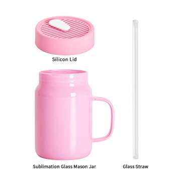 Customizable Pink Sublimation Glass Mason Jars 4 Pack