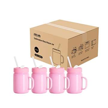 Customizable Pink Sublimation Glass Mason Jars 4 Pack