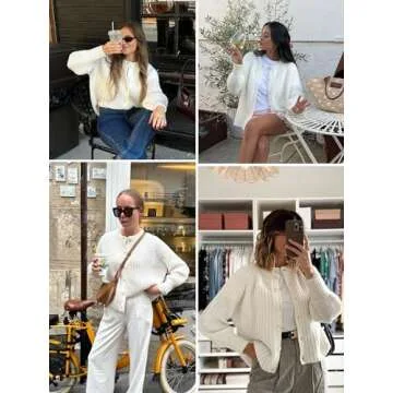 YKR Womens Fall Cardigan Sweater Long Sleeve Chunky Knit Open Front Button Loose Casual Cardigan Coat Beige M
