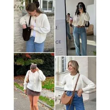 YKR Womens Fall Cardigan Sweater Long Sleeve Chunky Knit Open Front Button Loose Casual Cardigan Coat Beige M