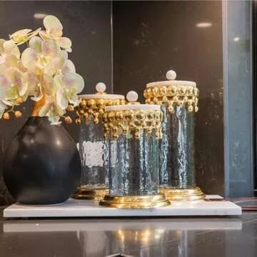 Aspire Designs Gold Canister Set - Marble Kitchen Jars