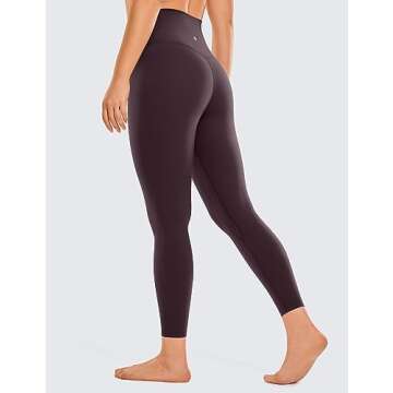 CRZ YOGA Womens Brushed Naked Feeling Workout Leggings 25" - High Waisted Gym Compression Tummy Control Yoga Pants Arctic Plum Small