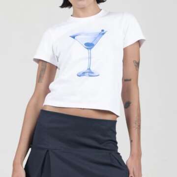 Y2K White Baby Tees for Women Cute Graphic Printed Crop Top Vintage Aesthetic Summer T Shirt for Tee...