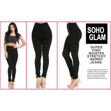 Super High Waisted Stretchy Skinny Jeans Black