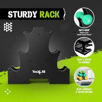 Dumbbell Neoprene 3-5-8lb pair + Metal Rack