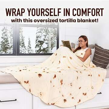 Zulay Kitchen Burrito Tortilla Throw Blanket - Giant Double-Sided Tortilla Blanket for Adult and Kid...