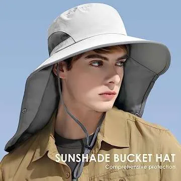 Outdoor Sun Hat Detachable Neck Face Flap UPF 50+ Protection