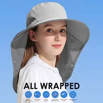Outdoor Sun Hat Detachable Neck Face Flap UPF 50+ Protection