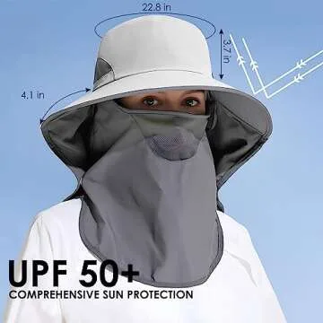 Outdoor Sun Hat Detachable Neck Face Flap UPF 50+ Protection