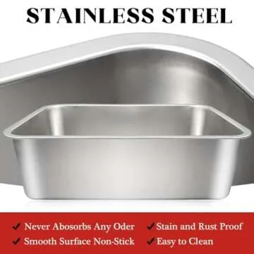 ULIGOTA Stainless Steel Cat Litter Box, Large Cat Litter Box (24" x 16" x 6"), Metal Litter Box for Kitty and Rabbits, No Odor Left & Non Stick Surface