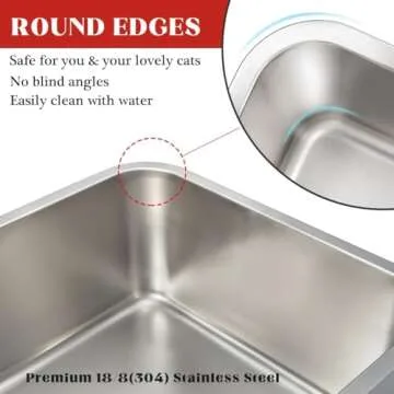 ULIGOTA Stainless Steel Cat Litter Box, Large Cat Litter Box (24" x 16" x 6"), Metal Litter Box for Kitty and Rabbits, No Odor Left & Non Stick Surface