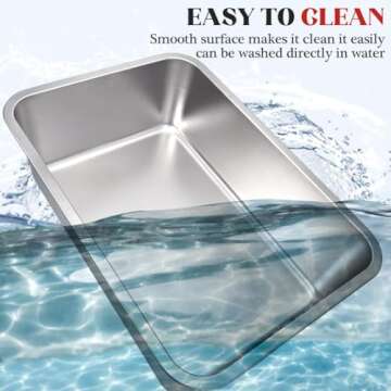 ULIGOTA Stainless Steel Cat Litter Box, Large Cat Litter Box (24" x 16" x 6"), Metal Litter Box for Kitty and Rabbits, No Odor Left & Non Stick Surface