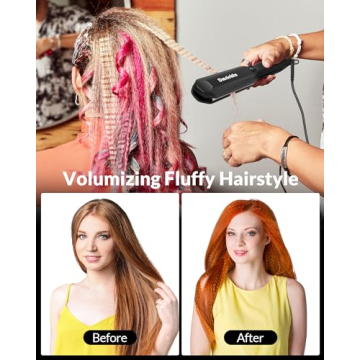 Dmriektu Hair Crimper Ceramic Plates Auto Shut-Off Dual Voltage