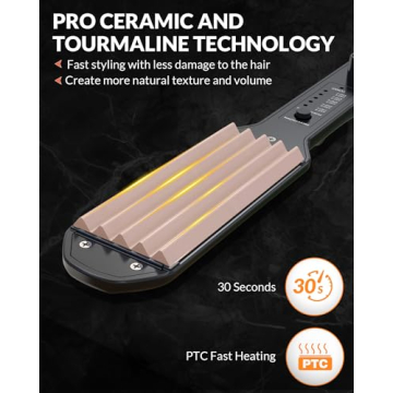 Dmriektu Hair Crimper Ceramic Plates Auto Shut-Off Dual Voltage