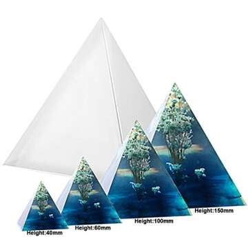 FUNSHOWCASE Pyramid Resin Epoxy Mold for Womens Jewelry Making, Polymer Clay, Soap Making, Cabochon Crystal Gemstone Crafting Projects Extra Large 6x6