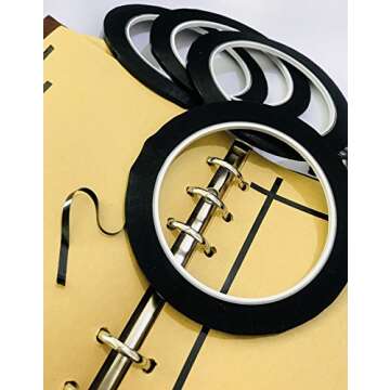 GoProver 6 Pack 3mm 1/8 inch Lightning Width Graphic Tape Whiteboard Tape Self Adhesive Chart Line Tape Grid Marking Tapes Gridding Tape Art Artist Tape, 108 Feet Feet Long per Roll